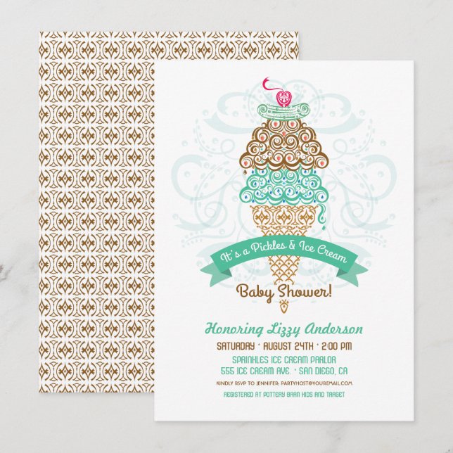 Pickles and Ice Cream Baby Shower Invitation (Front/Back)