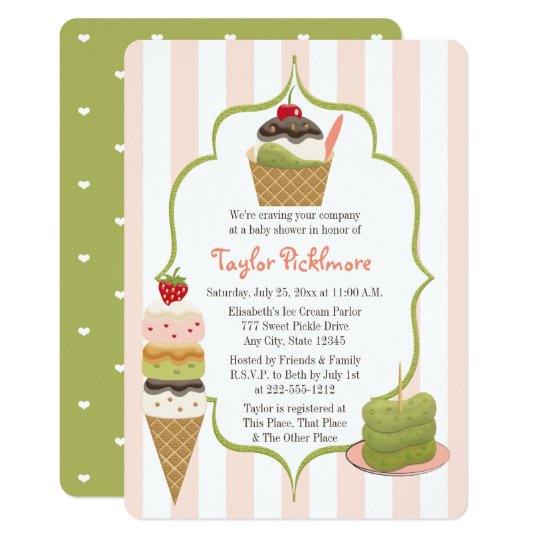 Pickles And Ice Cream Baby Shower Invitation Zazzle Com