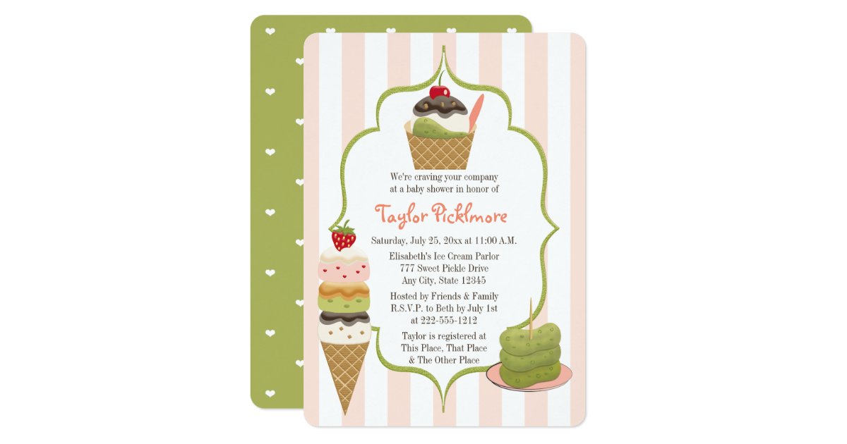 Pickles And Ice Cream Baby Shower Invitation Zazzle Com
