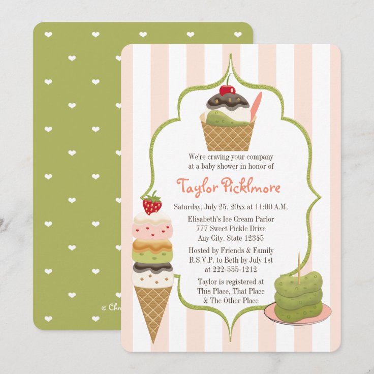 Pickles and Ice Cream Baby Shower Invitation Zazzle