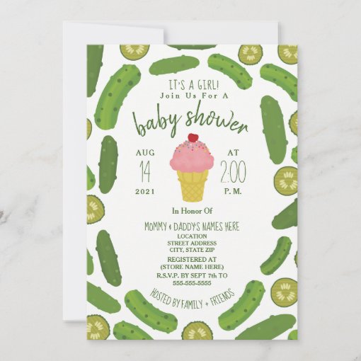 Pickles and Ice Cream Baby Shower Invitation Zazzle