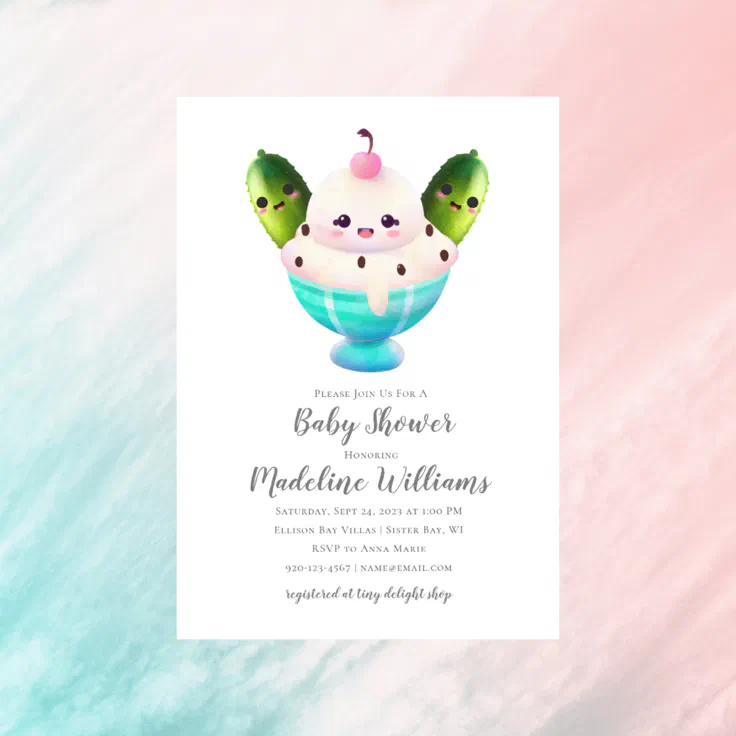 Pickles and Ice Cream Baby Shower Invitation Zazzle