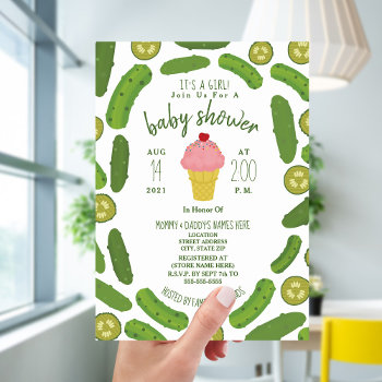 Pickles And Ice Cream Baby Shower Invitation by JillsPaperie at Zazzle
