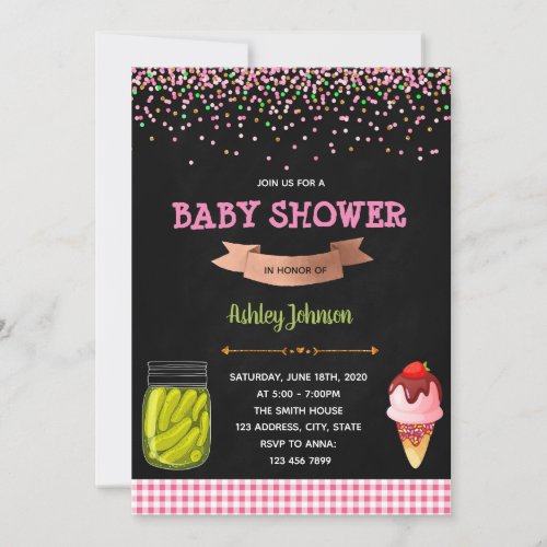 Pickles and Ice Cream Baby Shower invitation