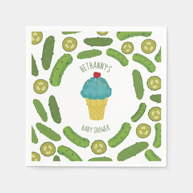 Pickles and Ice Cream Boy Baby Shower Napkins (Front)