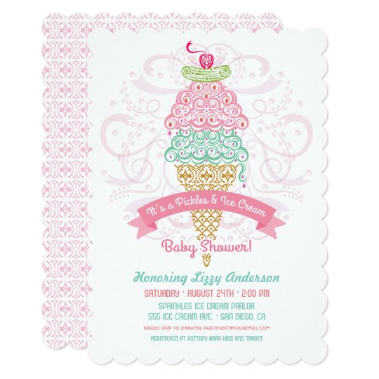 Pickles And Ice Cream Girl Baby Shower Invitation Zazzle Com