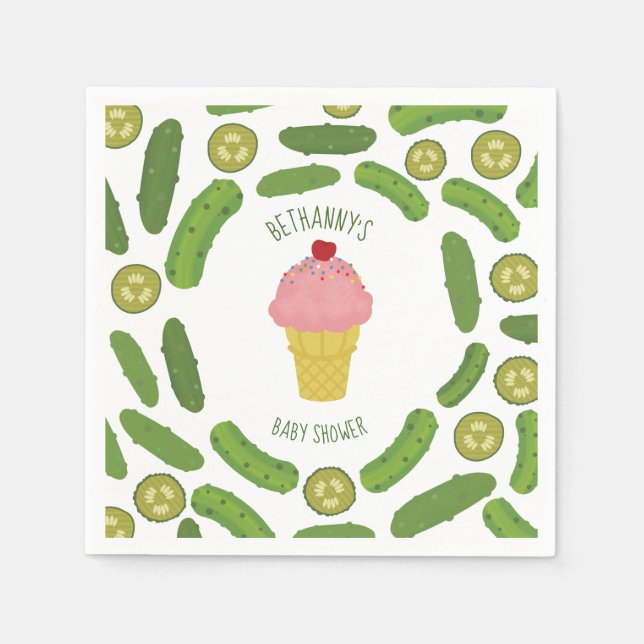 Pickles and Ice Cream Girl Baby Shower Napkins (Front)