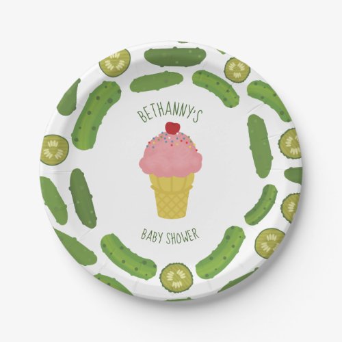 Pickles and Ice Cream Girl Baby Shower Paper Plates