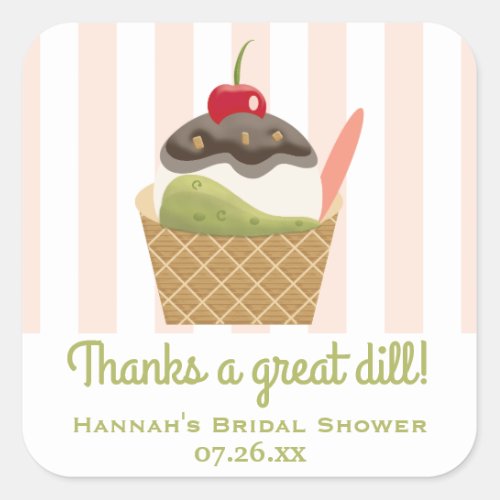 Pickles and Ice Cream Thank You Square Sticker