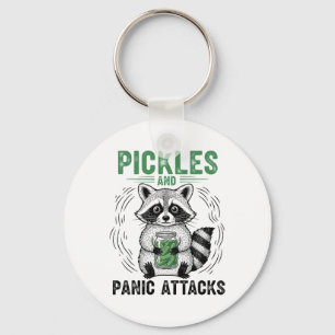 Pickles And Panic Attacks Mental Health Retro Racc Keychain