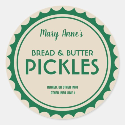 Pickles canning jar label modern