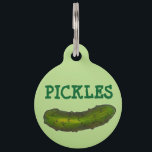 Pickles Crunchy Green Dill Pickle Personalized Pet ID Tag<br><div class="desc">Pet tag features an original marker illustration of a crunchy green dill pickle. Perfect for your dog or cat! Coordinating pickle-themed pet products available.

Don't see what you're looking for? Need help with customization? Contact Rebecca to have something designed just for you.</div>