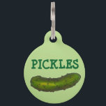 Pickles Crunchy Green Dill Pickle Personalized Pet ID Tag<br><div class="desc">Pet tag features an original marker illustration of a crunchy green dill pickle. Perfect for your dog or cat! Coordinating pickle-themed pet products available.

Don't see what you're looking for? Need help with customization? Contact Rebecca to have something designed just for you.</div>