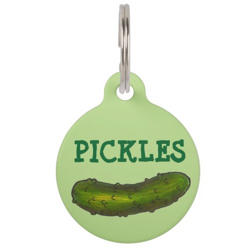 Pickles Crunchy Green Dill Pickle Personalized Pet ID Tag