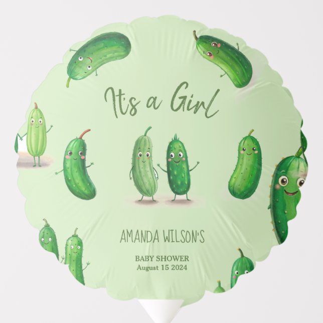 Pickles Cucumber Green Whimsical Baby Shower Balloon (Front)