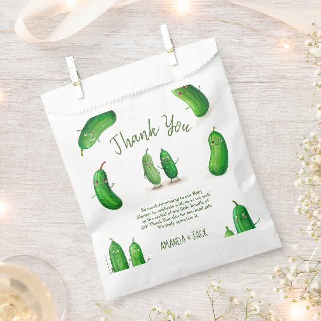 Pickles Cucumber Green Whimsical Baby Shower Favor Bag (Clipped)