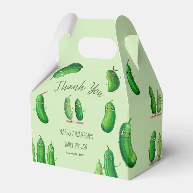 Pickles Cucumber Green Whimsical Baby Shower Favor Boxes (Front Side)