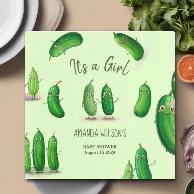 Pickles Cucumber Green Whimsical Baby Shower Napkins (Creator Uploaded)