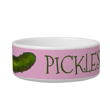 Pickles Dog Green Dill Pickle Personalized Pink Bowl