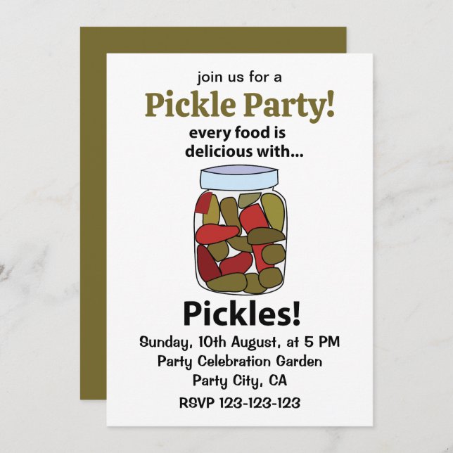 Pickles Every Food is Delicious With Pickles  Invitation (Front/Back)
