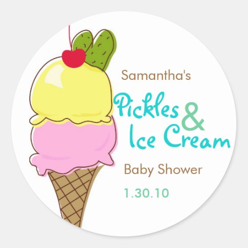 Pickles  Ice Cream Boy Baby Shower Classic Round Sticker