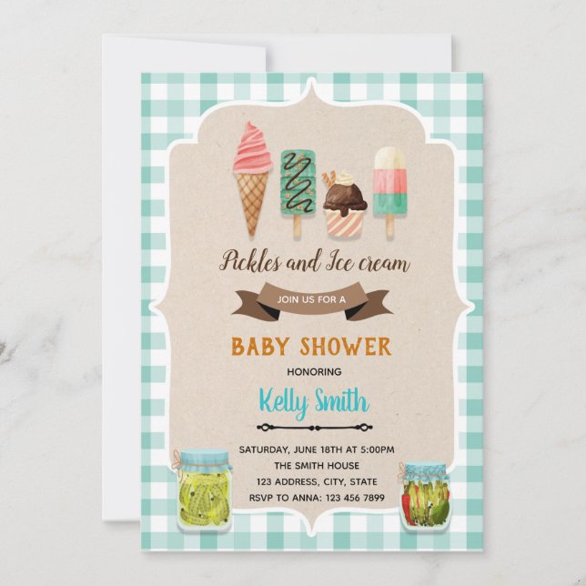 Pickles ice-cream shower birthday invitation (Front)