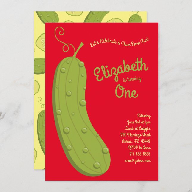 Pickles Kid 1st Birthday Party Food Invitation (Front/Back)
