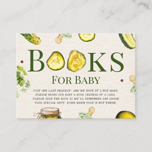Pickles + Pacifiers Baby Shower Book Request Enclosure Card (Front)