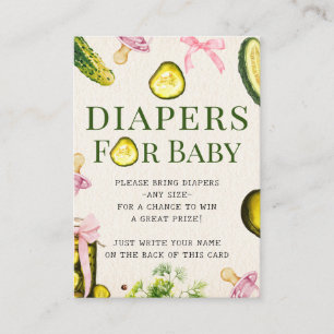 Pickles + Pacifiers Pink Baby Shower Diaper Raffle Enclosure Card