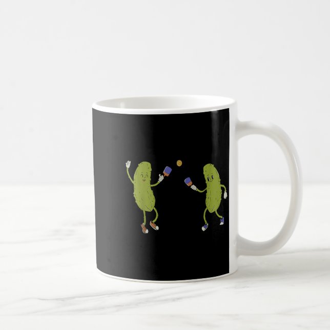 Pickles playing pickleball funny pickleball player coffee mug (Right)