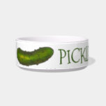 Pickles the Dog Green Dill Pickle Personalized Bowl<br><div class="desc">Dog bowl features an original marker illustration of a crunchy green dill pickle. Coordinating pickle-themed pet items available!

This design is also available on other products. Coordinating designs are also available. Don't see what you're looking for? Need help with customization? Contact Rebecca to have something designed just for you.</div>