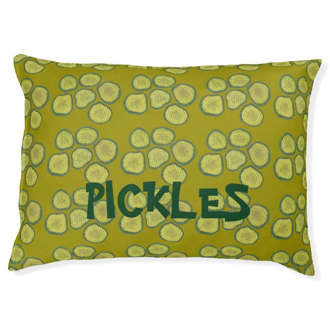 Pickles the Dog Green Kosher Dill Pickle Chips Pet Bed (Front)