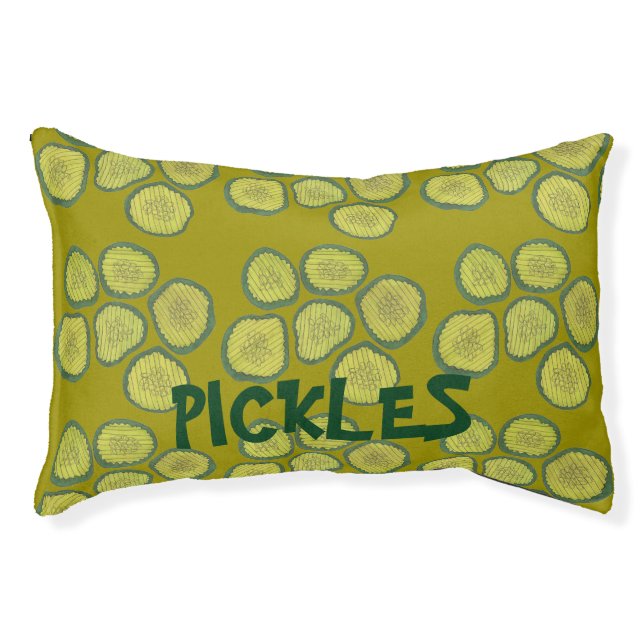 Pickles the Dog Green Kosher Dill Pickle Chips Pet Bed (Front)