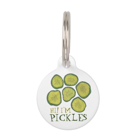 Pickles the Dog Green Kosher Dill Pickle Chips Pet Name Tag