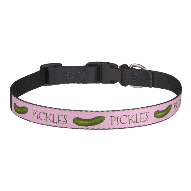 Pickles the Dog Green Pink Crunchy Dill Pickle Pet Collar (Front)