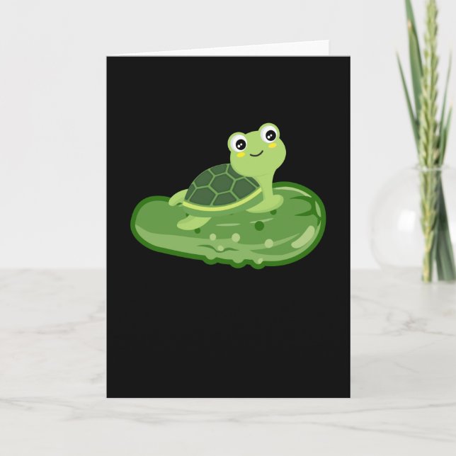 Pickles Turtle Cucumber Gherkin Children Card (Front)
