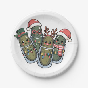 Pickles with Reindeer Horns Santa Pickle Lovers Paper Plates