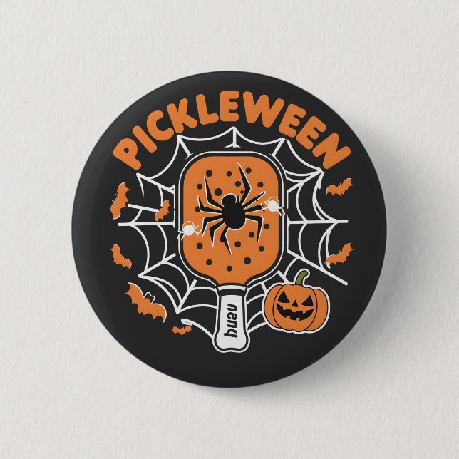 Pickleween Funny Spooky Halloween Pickleball Sport Button (Front)