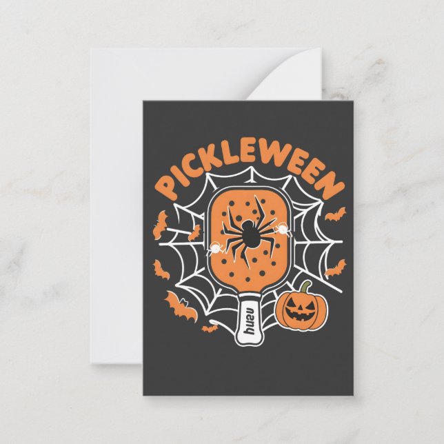 Pickleween Funny Spooky Halloween Pickleball Sport Note Card (Front)