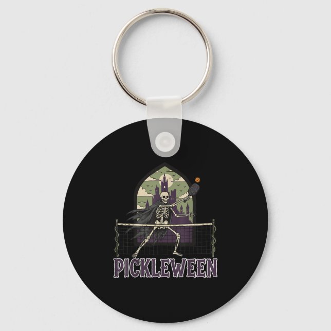 Pickleween Pickleball Halloween Costume Skeleton G Keychain (Front)