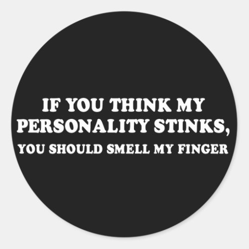 Pickup Line _ IF YOU THINK MY PERSONALITY STINKS T Classic Round Sticker