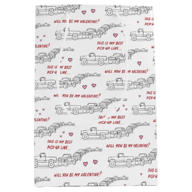 Pickup Line Valentine Funny Truck Lover Medium Gift Bag (Front)