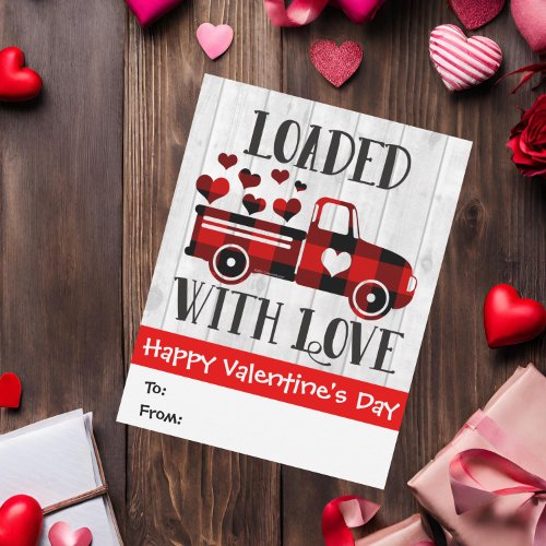 Pickup Truck Buffalo Plaid Heart Valentines Day Card