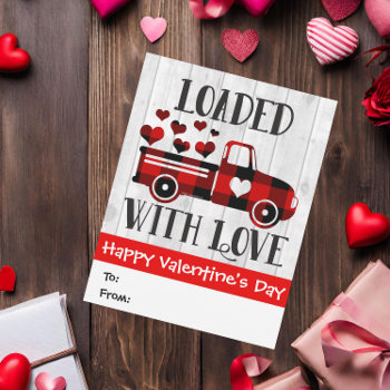 Pickup Truck Buffalo Plaid Heart Valentine's Day Card by cutencomfy at Zazzle