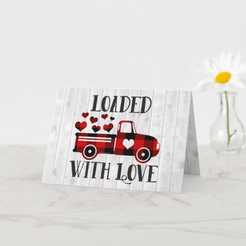 Pickup Truck Buffalo Plaid Heart Valentines Day Card