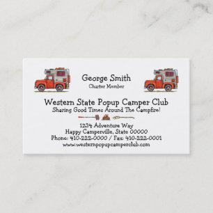 Pickup Truck Camper, RV, trailer or cabin Business Card