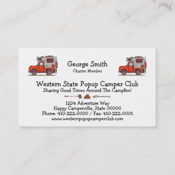 Pickup Truck Camper  Rv  Trailer Or Cabin Business Card by art1st at Zazzle
