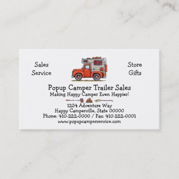 Pickup Truck Camper  Rv  Trailer Or Cabin Business Card by art1st at Zazzle