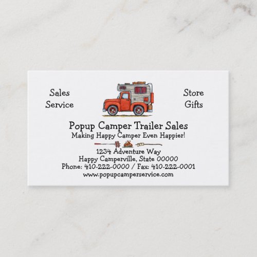 Pickup Truck Camper RV trailer or cabin Business Card