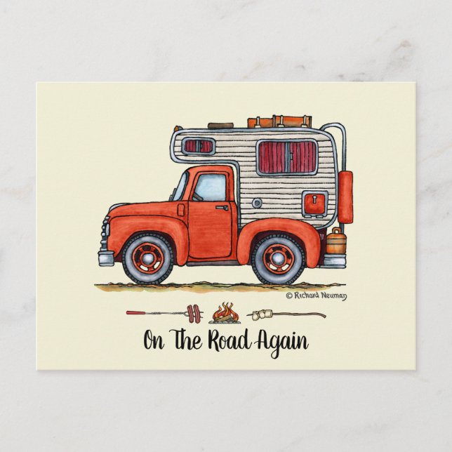 Pickup Truck Camper, RV, trailer or cabin Postcard (Front)